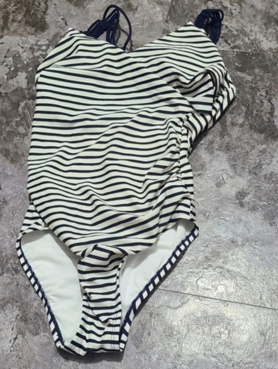 Kona Sol Other - Kona Sol Size M One Piece Swimsuit Striped Nautical Navy White Strappy Back